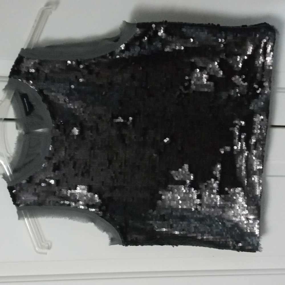 Who What Wear Womens S Black Sequin Blouse Sleeveless Round Neck